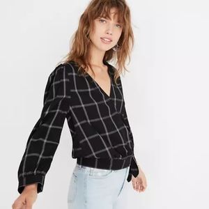 NWOT Madewell Wrap Top Windowpane